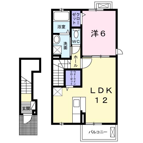 カーサ・デ・グラシア(1LDK/2階)の間取り写真