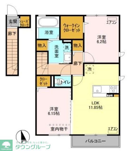 フェニックス(2LDK/2階)の間取り写真