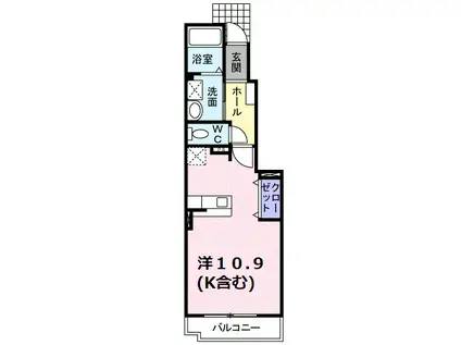 サンリバーヒルズ B(ワンルーム/1階)の間取り写真