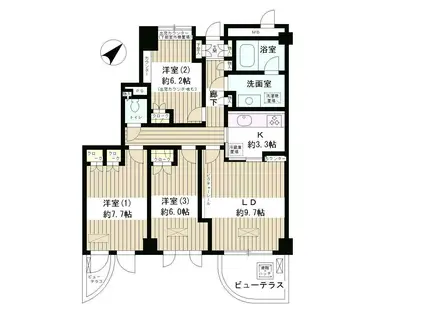 ラピュタ(3LDK/8階)の間取り写真