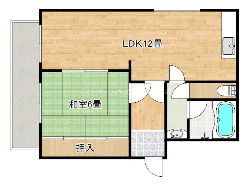 小松里マンション(1LDK/4階)の間取り写真