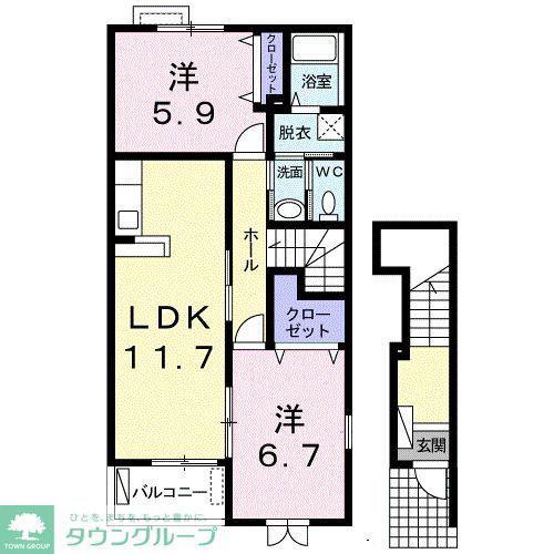 パークサイド(2LDK/2階)の間取り写真
