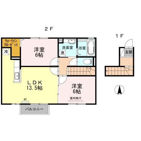 アルバスALBUS(2LDK/2階)の間取り写真