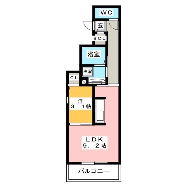 D-ROOM桜木町(1LDK/3階)の間取り写真