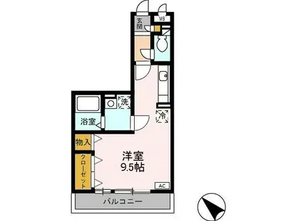 パークハイム B棟(ワンルーム/2階)の間取り写真