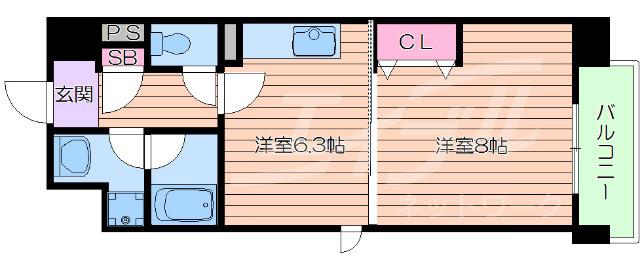ヴィレッジ蔵人(1DK/5階)の間取り写真