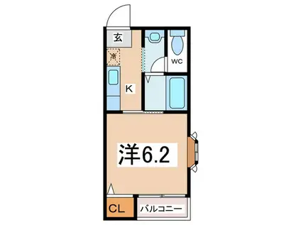 エスポワール阿波座(1K/2階)の間取り写真
