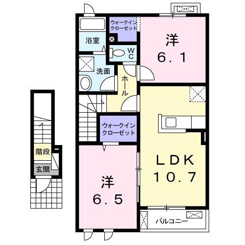 サニーグレイス(2LDK/2階)の間取り写真