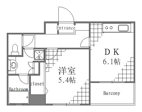 ラクラス田原町(1DK/10階)の間取り写真