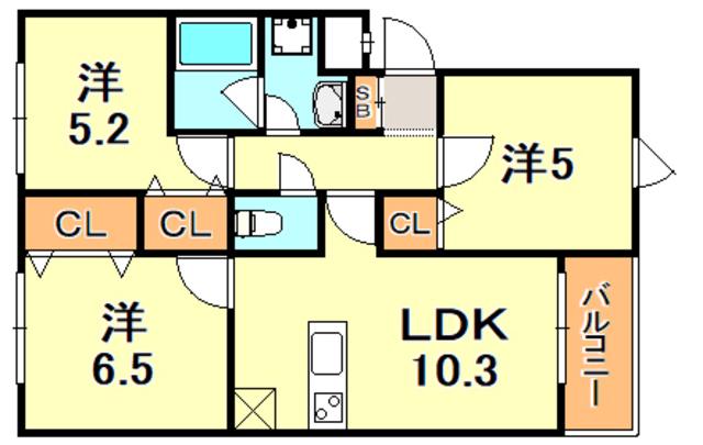 グルーブ五色山(3LDK/2階)の間取り写真