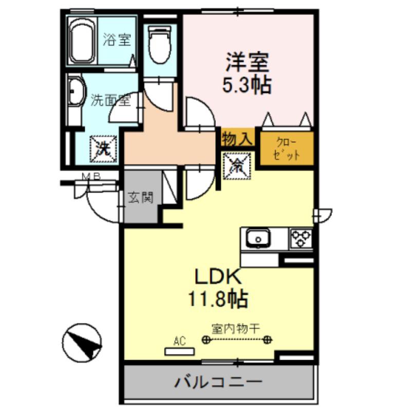 セジュールZENIII C棟(1LDK/3階)の間取り写真
