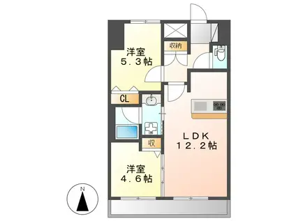 プレサンスジェネ栄(2LDK/14階)の間取り写真