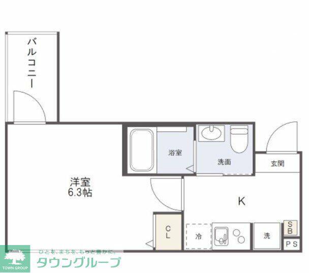 グランスクエア相模原(1K/2階)の間取り写真
