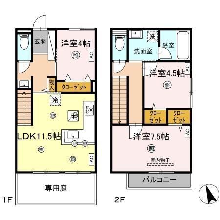 D-ROOM帯山(3LDK/1階)の間取り写真