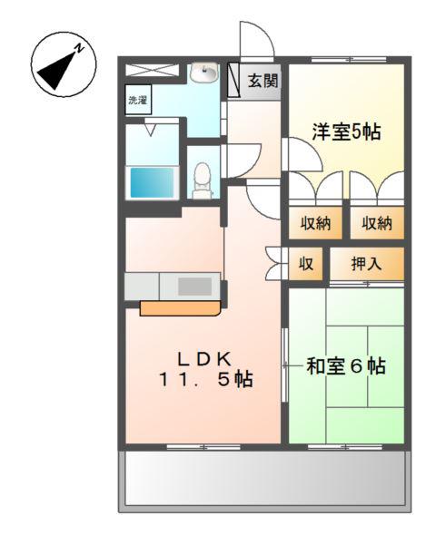 グレイスコンフォース(2LDK/2階)の間取り写真