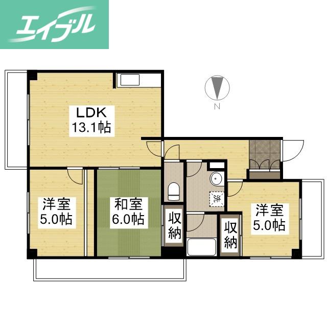 桑田町パークマンション(3LDK/4階)の間取り写真