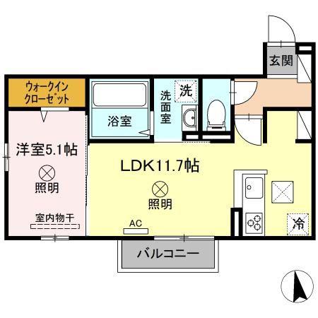 オリーブマンション(1LDK/1階)の間取り写真