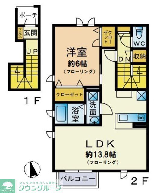MARIAGE(1LDK/2階)の間取り写真