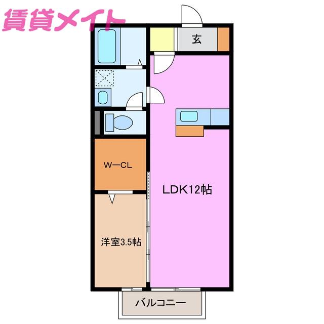 ALICE(1LDK/2階)の間取り写真