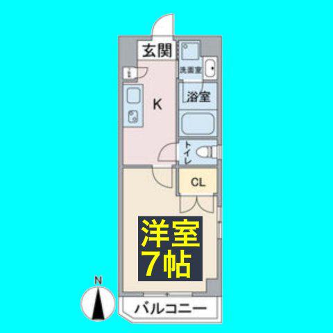 アールズタワー池下西(1K/1階)の間取り写真