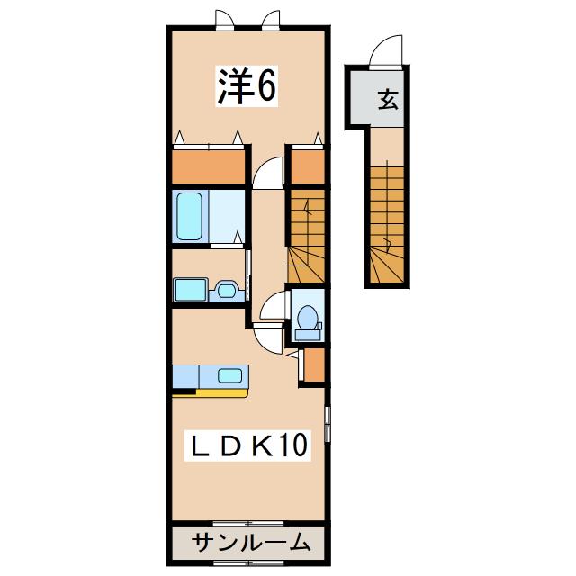 ミニョン・ガーデン(1LDK/2階)の間取り写真