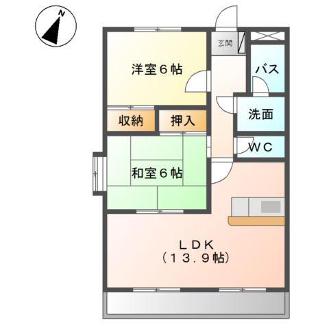 ヴィオラ日進(2LDK/2階)の間取り写真