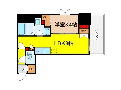 ルフォンプログレ堺筋本町タワーレジデンス(1LDK/10階)の間取り写真