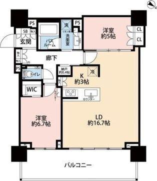 ベイシティタワーズ神戸ウエスト(2LDK/25階)の間取り写真