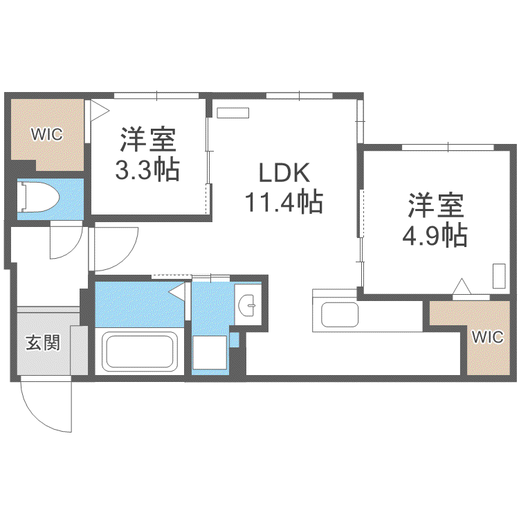 ラグランジュ円山(2LDK/2階)の間取り写真