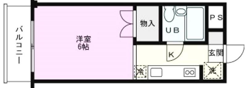 シバタハイツ(ワンルーム/2階)の間取り写真