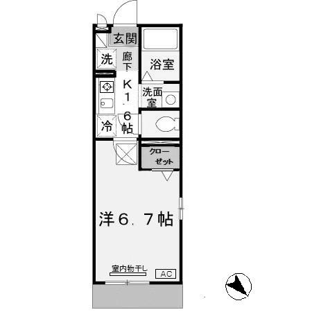 セジュール西代IB棟(1K/1階)の間取り写真