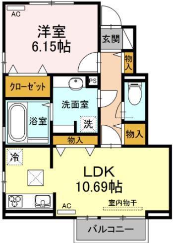 ハピネスアイワ(1LDK/1階)の間取り写真