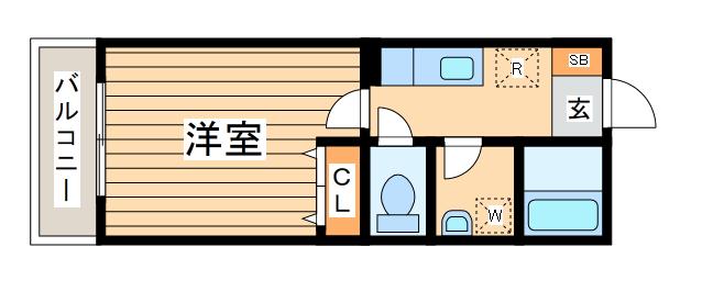 アーバンフラットワイケイ(1K/2階)の間取り写真