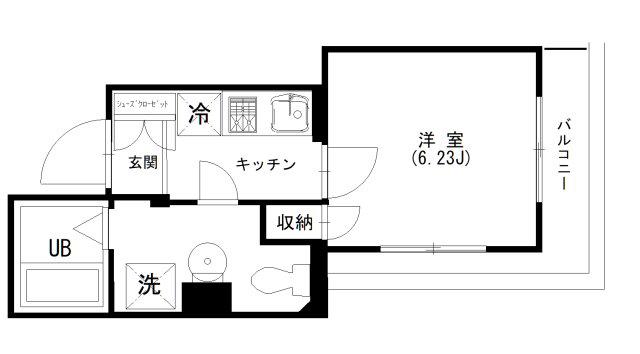 ベルハイム(1K/3階)の間取り写真