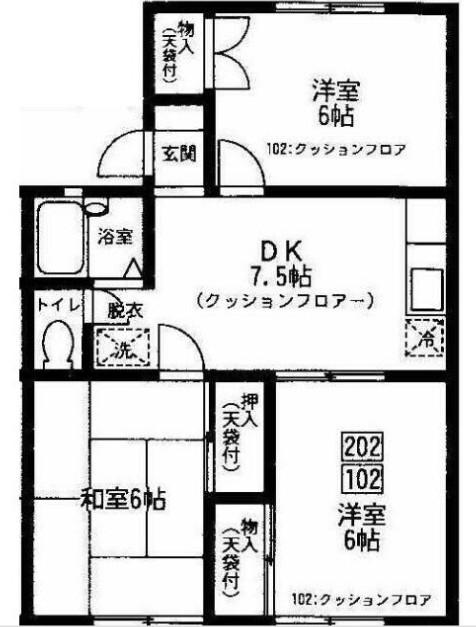 ウォーターパーク塚本D棟(3DK/1階)の間取り写真