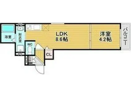 グリッター上新庄(1LDK/2階)の間取り写真