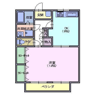 レジデンス南塚(1DK/1階)の間取り写真