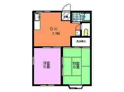 テラス湘南A(2DK/1階)の間取り写真