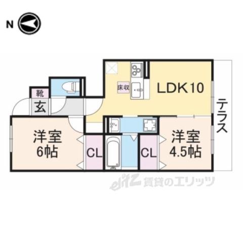 ルミエール香久山(2LDK/1階)の間取り写真