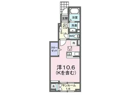 ラ・カサ・デ N(ワンルーム/1階)の間取り写真