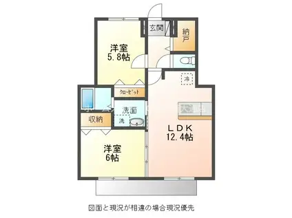 アルキテット(2LDK/1階)の間取り写真