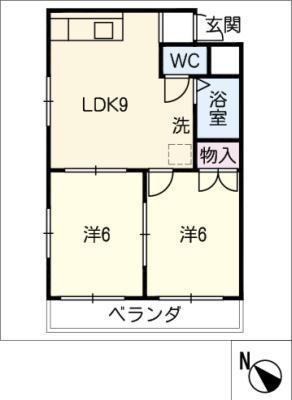 福井ハイツ(2DK/2階)の間取り写真