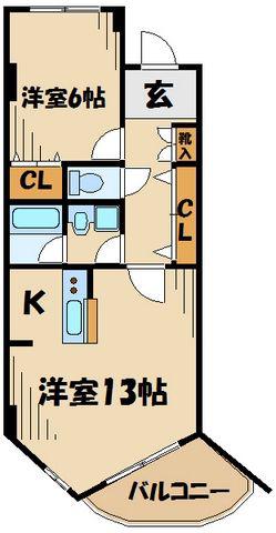 ロジェ芦花(1LDK/2階)の間取り写真
