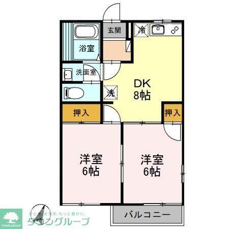 堀の内コーポB(2DK/2階)の間取り写真