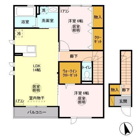 ソフィアコート壱番館(2LDK/2階)の間取り写真