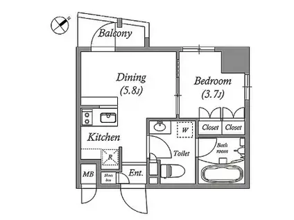 ISM練馬(1DK/3階)の間取り写真