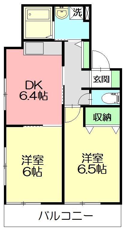 メゾン樹(2DK/2階)の間取り写真
