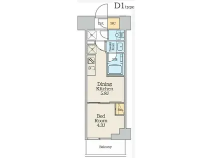 クレストコート本所吾妻橋ノース(1DK/5階)の間取り写真