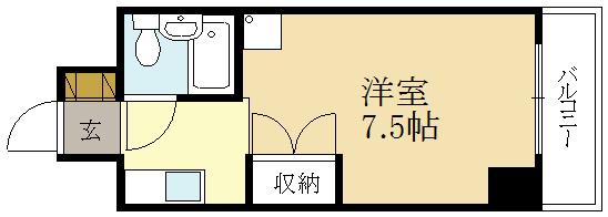 サンヒルズハウス(1K/6階)の間取り写真