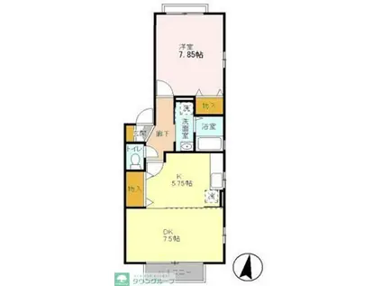 エスポワールII(1LDK/1階)の間取り写真